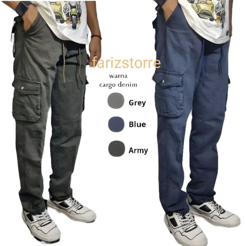 TRENDING Celana Cargo Jeans Semi Pria Panjang/CELANA CARGO PRIA TEBAL Bahan Semi Jeans Standar Nyama
