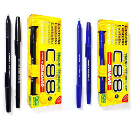 

Pen Castello C88 0.5 mm Tinta Hitam / Biru Pulpen Bolpen Standard Semi Gel / Per Lusin
