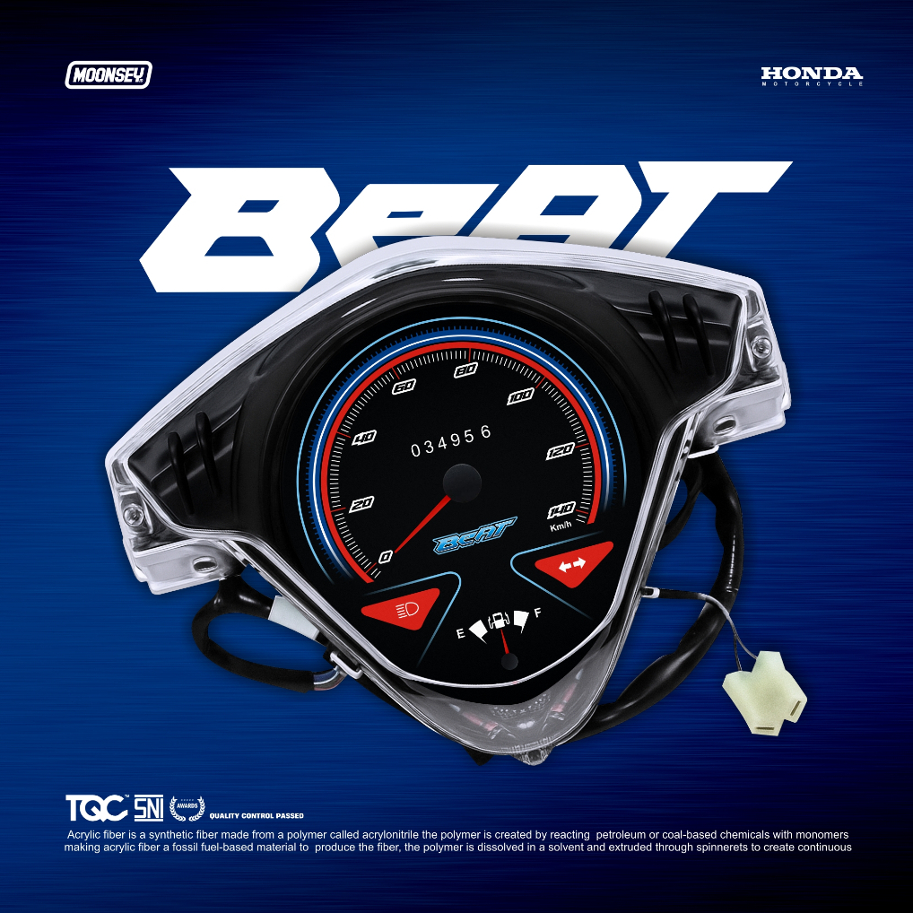 Papan Panel Speedometer  Honda Beat Karbu ( PREMIUM LOGO BEAT BIRU MERAH )