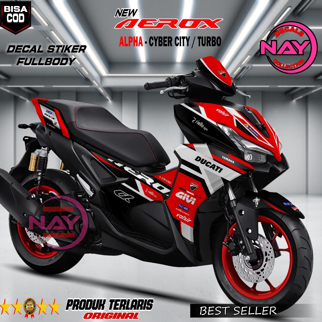 Decal Sticker Aerox Alpha 155 Full Body Racing Ducati Givi NDC0324