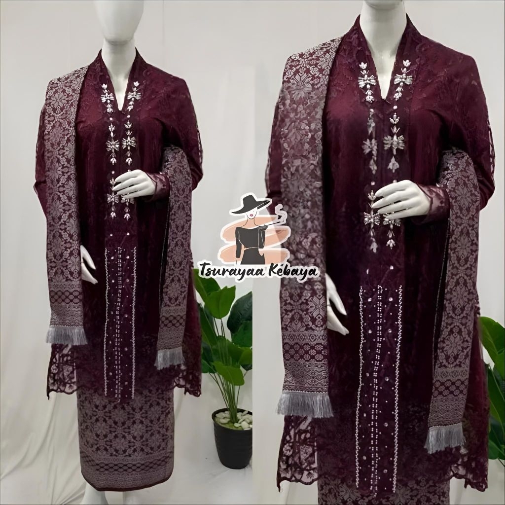 Setelan Kebaya Tile/Kebaya Kartini/Setelan Kebaya Brokat/Kebaya Modern/Kebaya Kondangan/Kebaya Wisud
