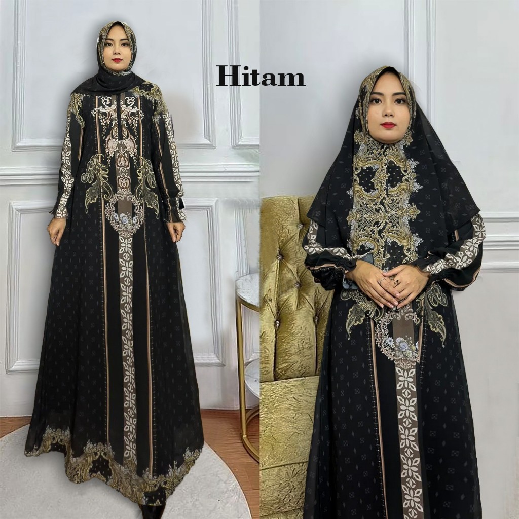 Gamis Jumbo Terbaru Gamis + Kerudung Motif Mewah LD UP TO 140