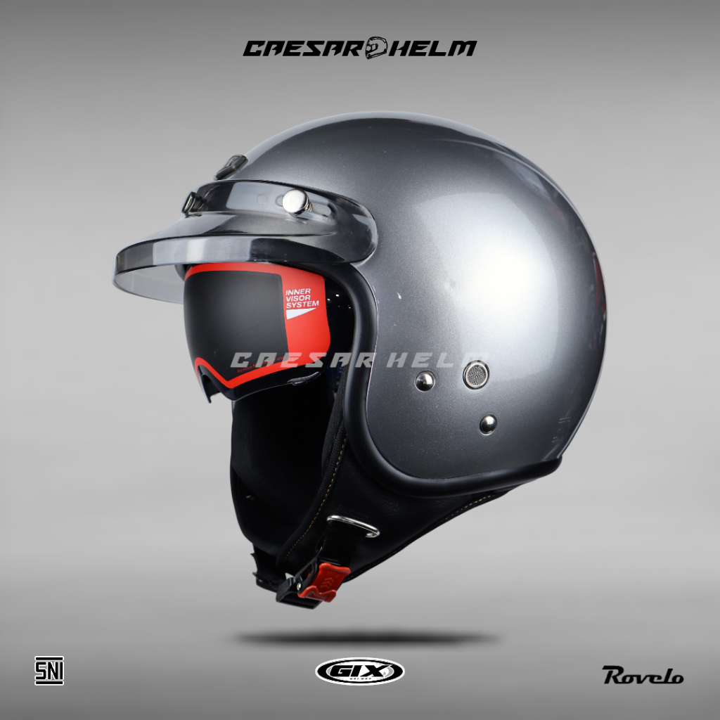 GIX Rovelo Solid - Silver - Helm Retro - Helm Bogo