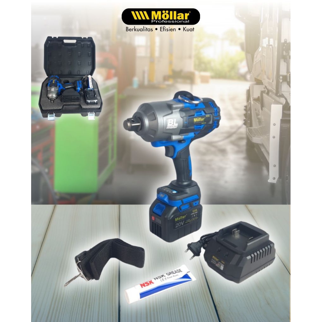 MOLLAR impact wrench CIW 21500 - mollar pembuka baut baterai 20V 6.0Ah 1500Nm 3/4"