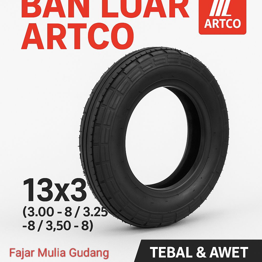 Ban Luar Gerobak Sorong ARTCO Original 13x3 (3.00 / 3.25 / 3.50-8) Karet Tebal