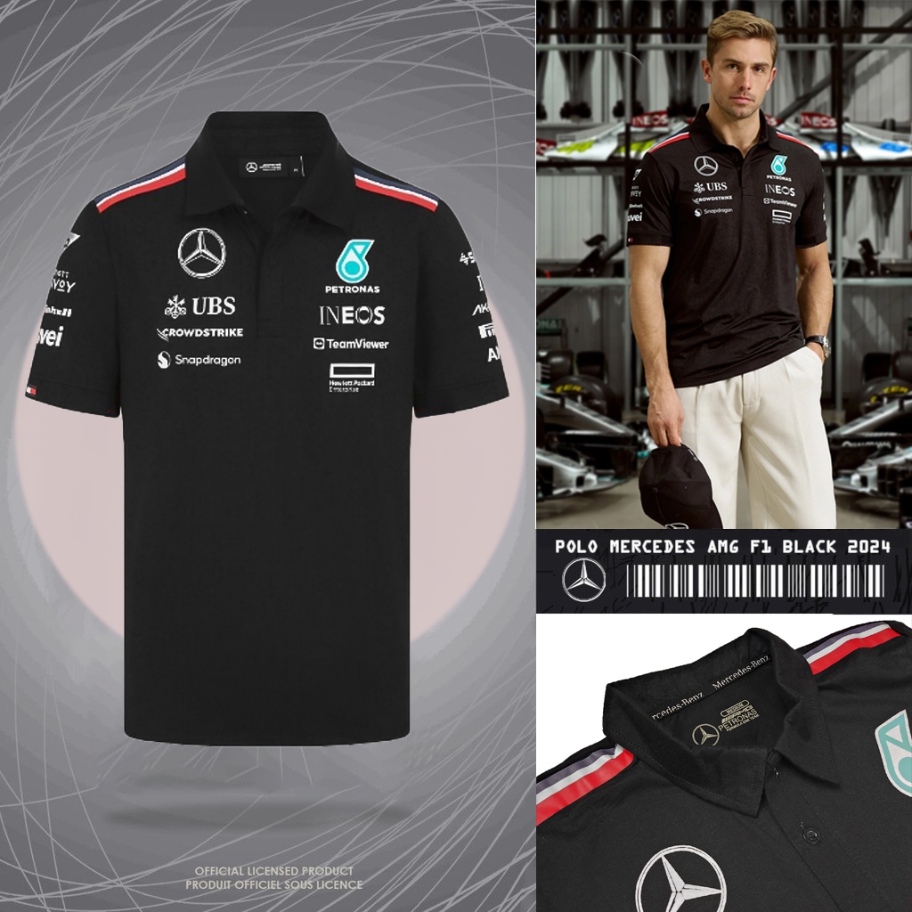 KAOS BAJU POLO SHIRT RACING MERCEDES AMG F1 TEAM 2024 GRADE ORIGINAL PREMIUM / POLOSHIRT PRIA F1 KAO