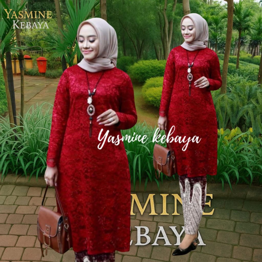 Set Baju Tunik Kebaya Brokat Modern Ibu Hajat Kebaya Seragam Keluarga Kondangan Lamaran Bridesmaid N