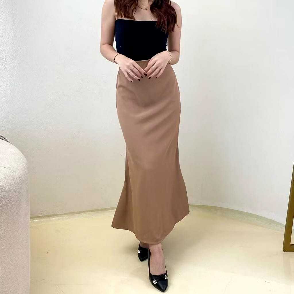Rok Skirt Lunar Mermaid Duyung Wanita Kekinian Maxi Midi Bahan Scuba Elastis Melar VIRAL 2025.......