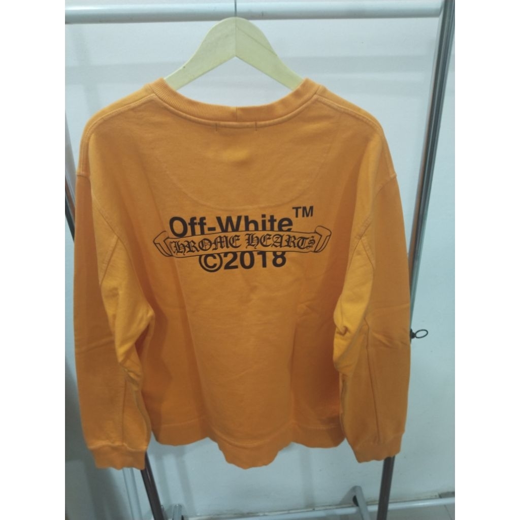CREWNECK CHROME HEARTS X OFF WHITEE made in USA ori