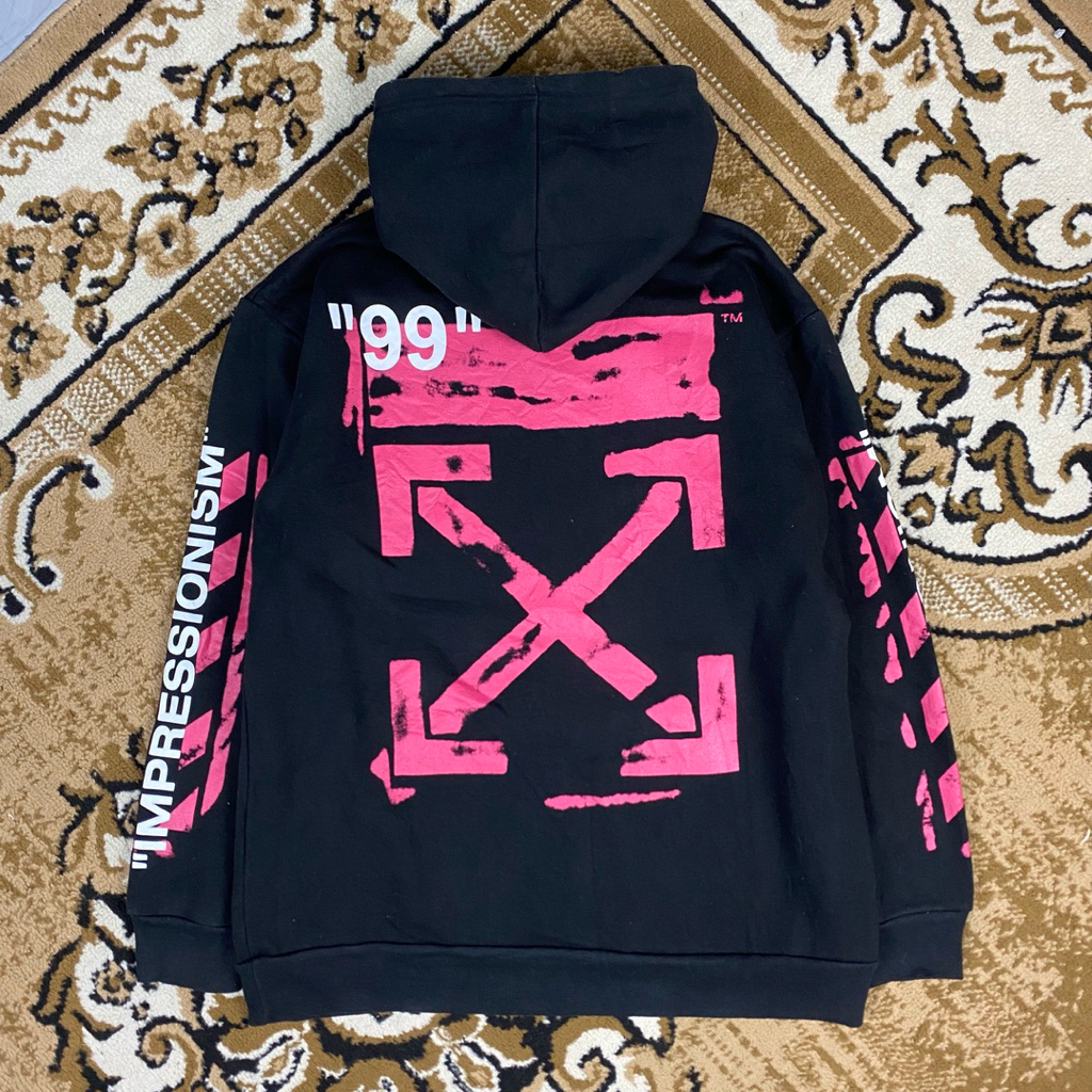 Off-White Men’s Pink and Black Hoodie