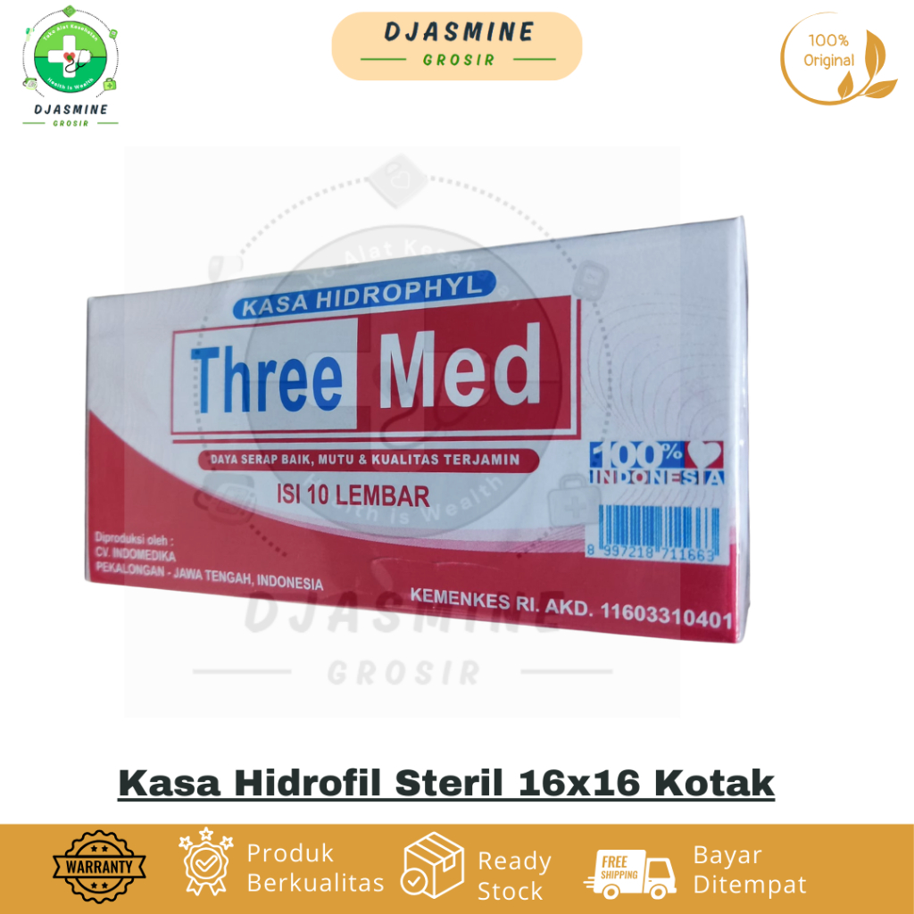 Kasa Kotak Steril 16x16 / Kasa Hidrofil Kasa Hidrofil Three Med