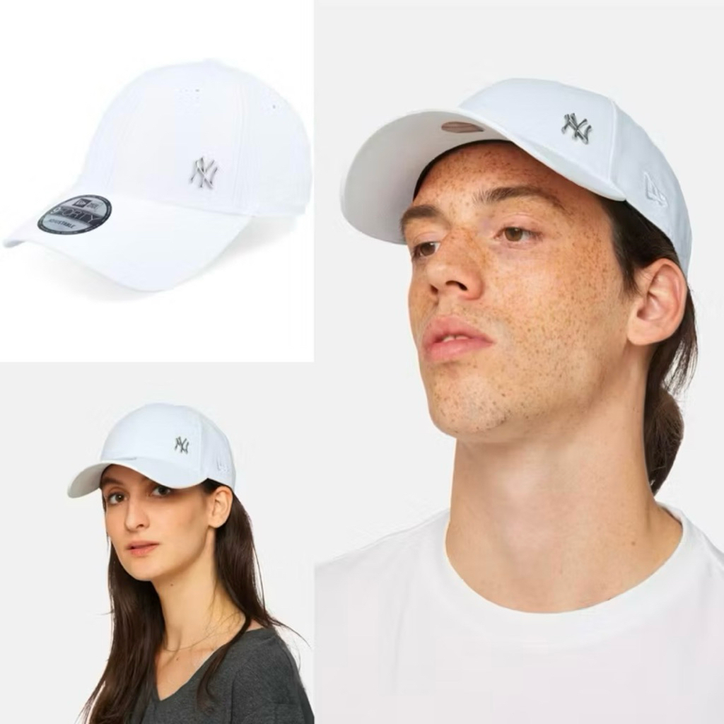 [NEW] Ready Original 100% NEW ERA New York Logo Metal White Yankees Flawless 9Forty Cap Topi New Era