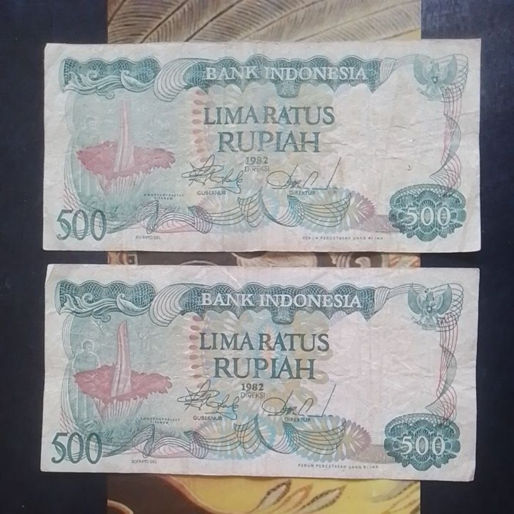 UANG KUNO ASLI 500 RUPIAH BUNGA RAFLESIA TAHUN 1982