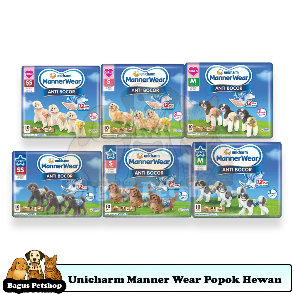 Diapers Anjing Kucing Unicharm Manner Wear All Size | Popok Anjing Kucing Unicharm Mannerwear