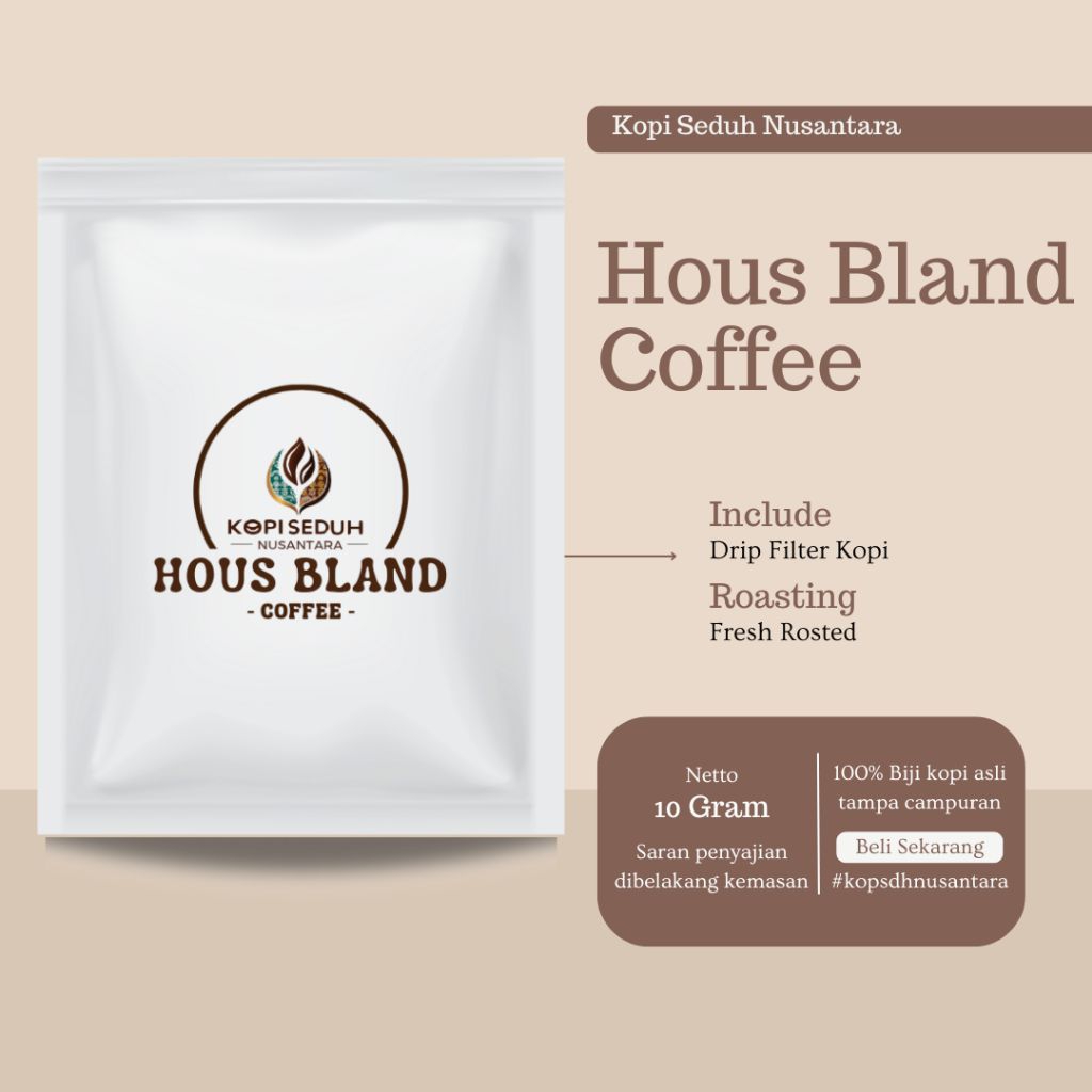 

Kopi Hous Bland Drip Bag Premium - Kopi Bubuk Fresh Roasted - Filter Seduh Praktis Sachet Single Origin Nusantara