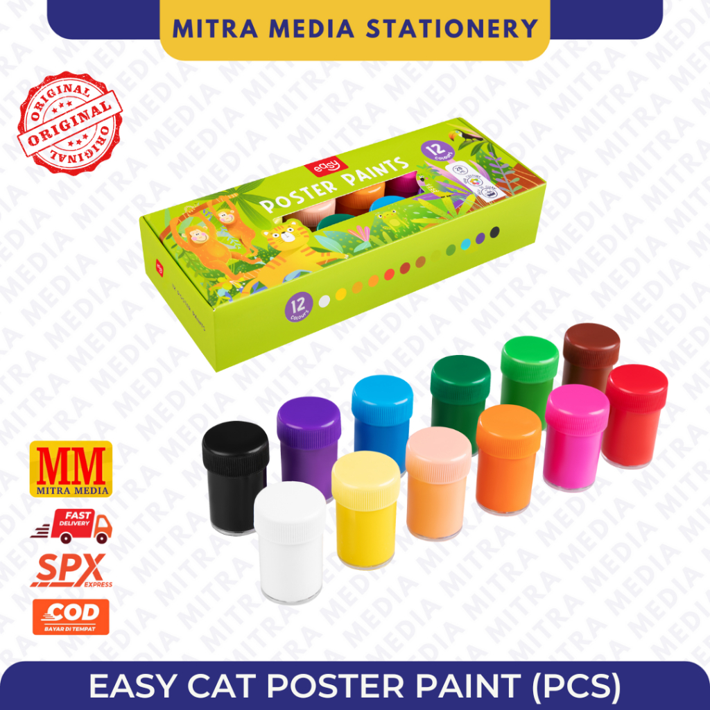 (SATUAN) EASY CAT POSTER 12 WARNA / CAT POSTER ANAK