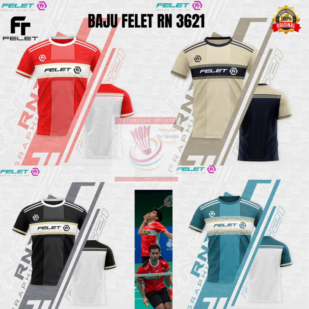 BAJU BADMINTON BULUTANGKIS FELET RN 3621 ORIGINAL