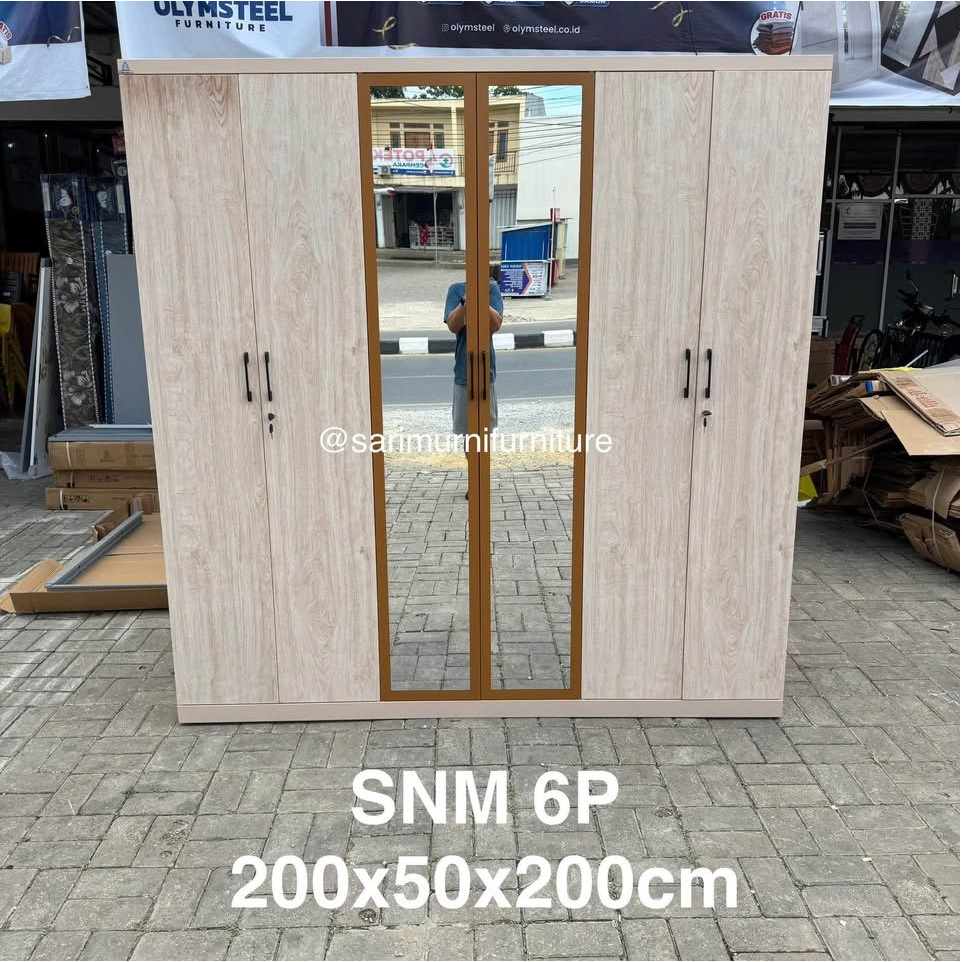 Lemari Pakaian Besi 6 Pintu SNM 6P Anti Rayap/Lembab 200x50x200cm