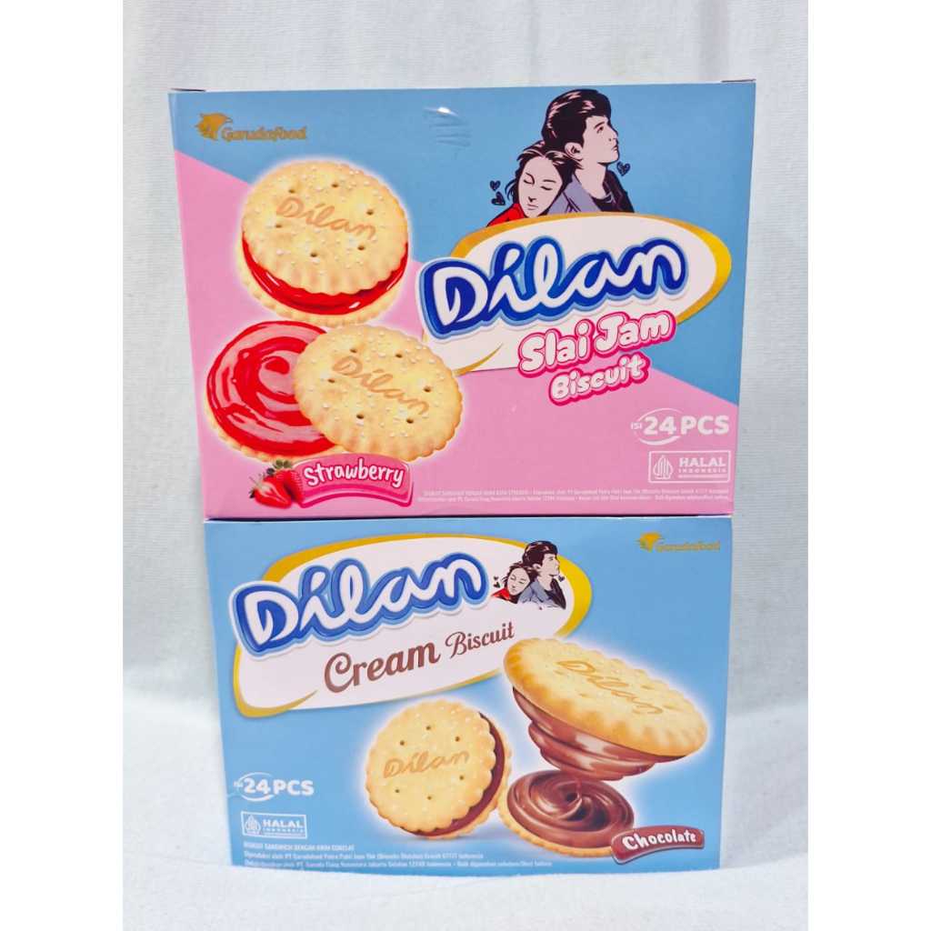 

Dilan Cream Biscuit Chocolate / Slai Jam Biscuit (1 Box isi 24 Pcs)