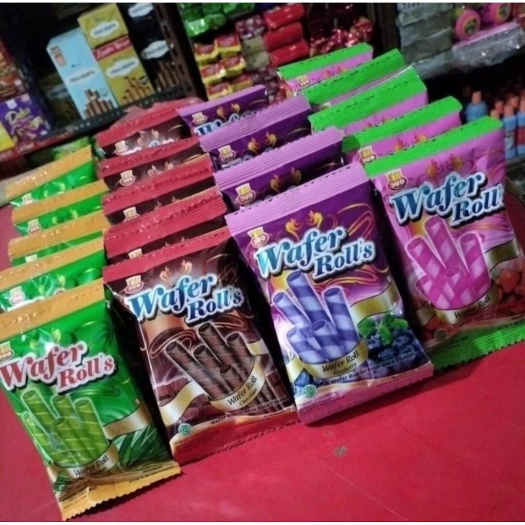 

wafer roll rasanya enak 1renceng isi 10pcs