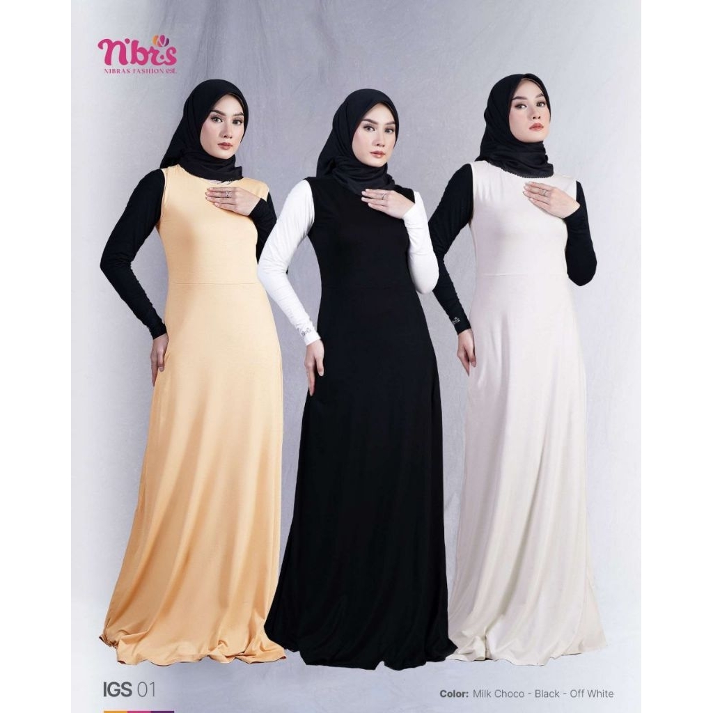 IGS 01 INNER GAMIS KUTUNG INNER GAMIS HITAM INNER GAMIS PUTIH INNER GAMIS CREAM MANSET GAMIS