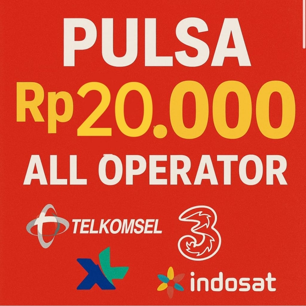 Top Up Pulsa Rp20.000 Semua Operator (Telkomsel, XL, Axis, Indosat, Tri, Smartfren