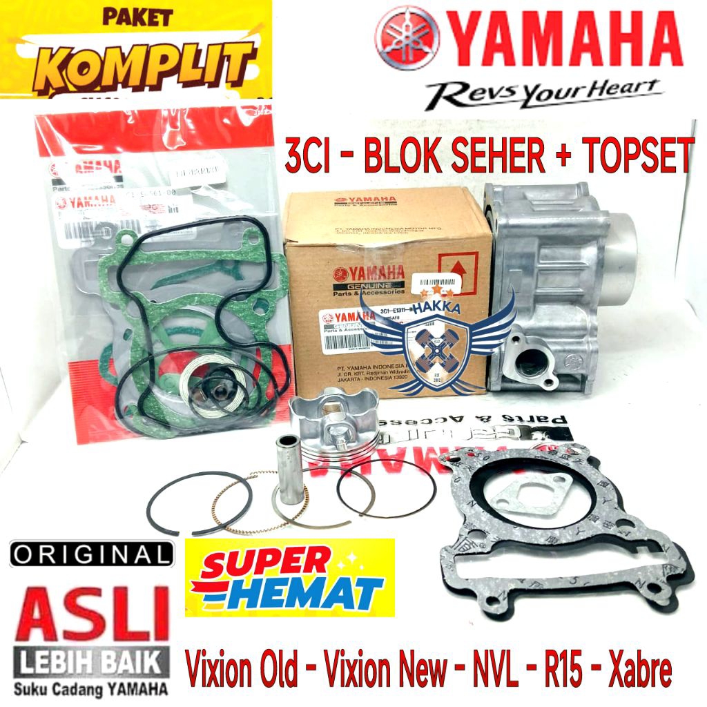 3CI ORIGINAL BLOK SEHER + TOP SET YAMAHA VIXION OLD, BLOK SEHER YAMAHA VIXION NEW, BLOK SEHER YAMAHA