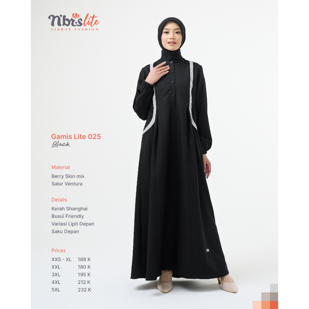 BAJU GAMIS HITAM | GAMIS NIBRAS TERBARU | NIBRAS GAMIS LITE 025