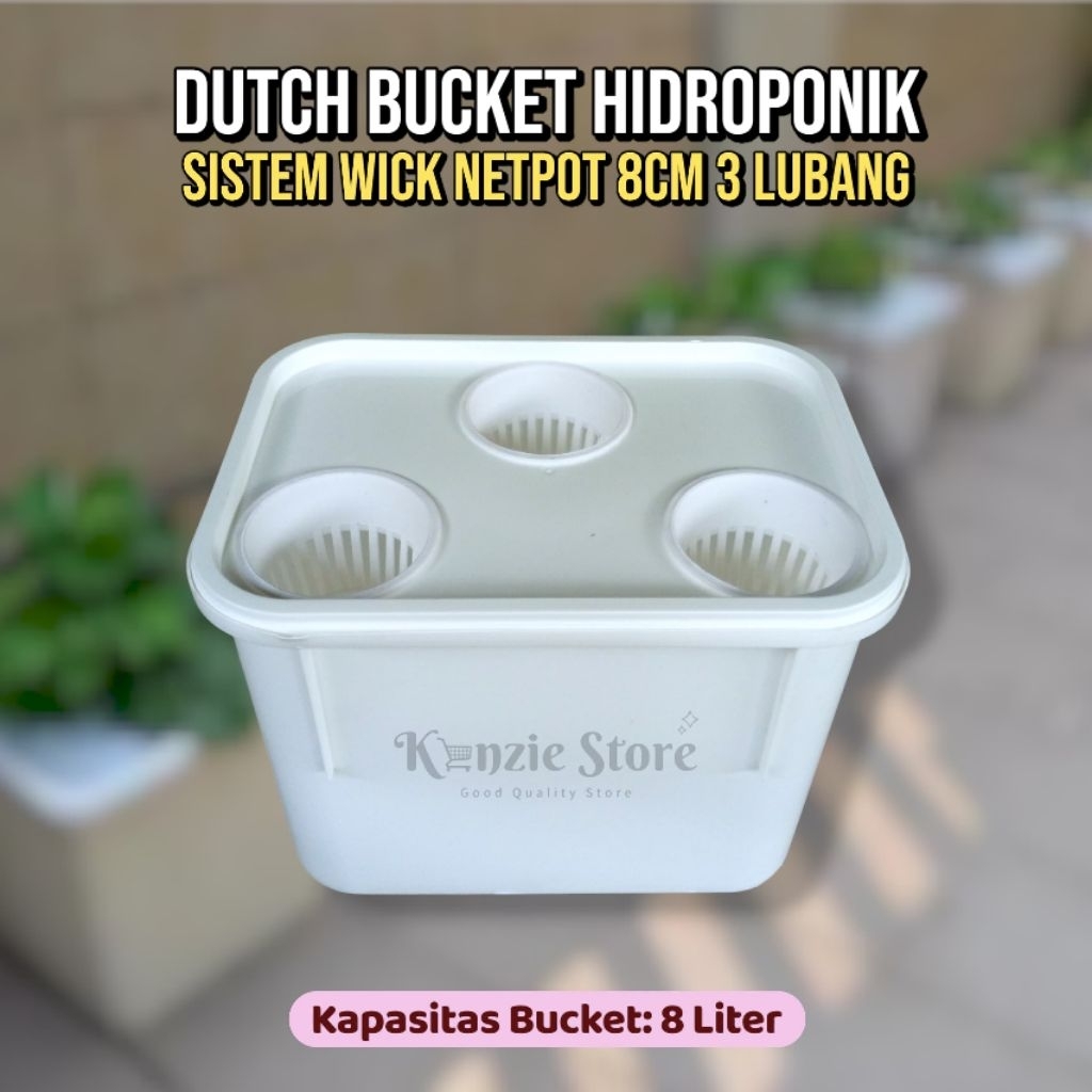 Dutch Bucket Hidroponik Pot Ember Hidroponik 8 Liter 3 Lubang Netpot 8 cm