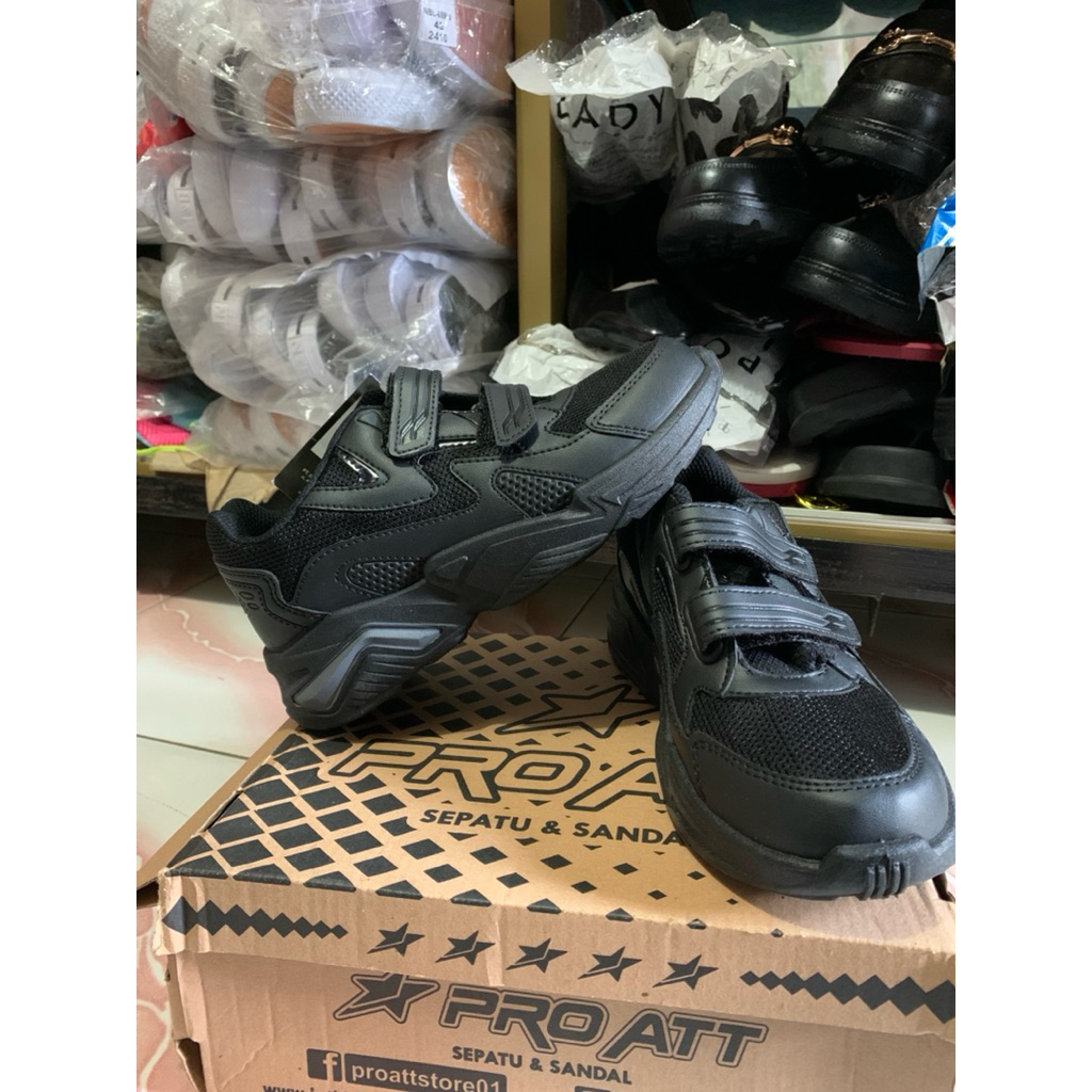 Sepatu Anak Laki Laki Sekolah Full Hitam PRO ATT