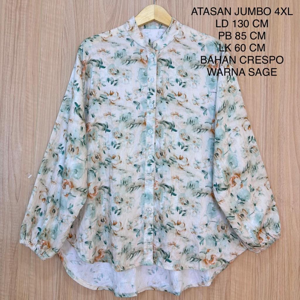 Atasan Kemeja Jumbo Ld 130 Cm Motif Bunga Kekinian - Alika Blouse