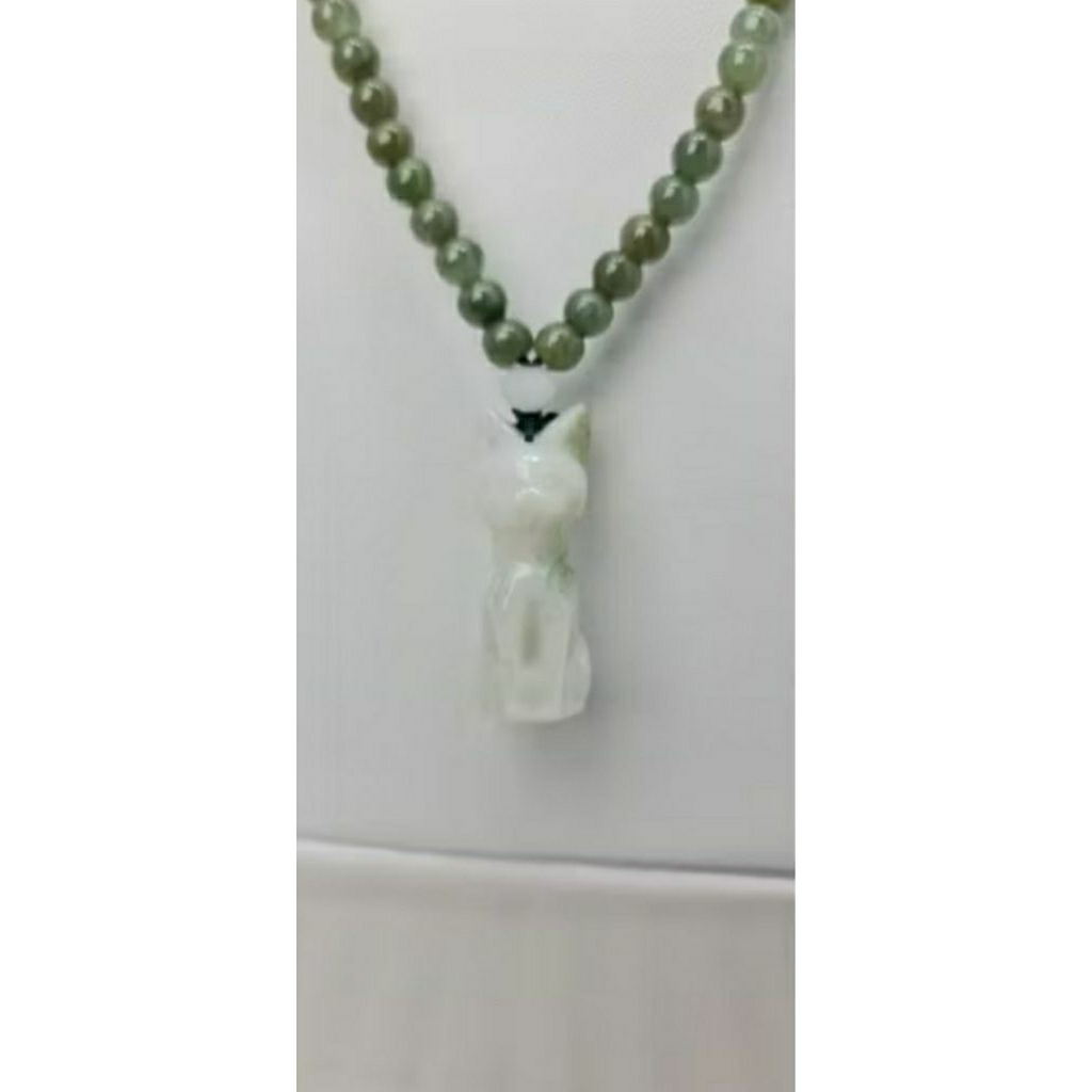 Kalung giok asli grade A liontin kucing ( CAT )