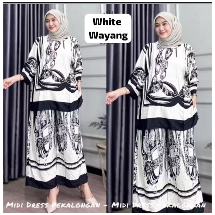 PROMO SETELAN  Setcel Bahan TwillSetelan Celana Kulot Jumbo Motif Baju Dewasa Wanita Lengan 7/8 Adem