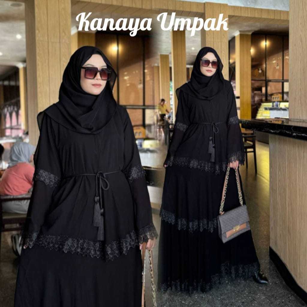 Abaya Hitam Turkey Gamis Maxi Dress Arab Saudi Turki Dubai Kanaya Umpak