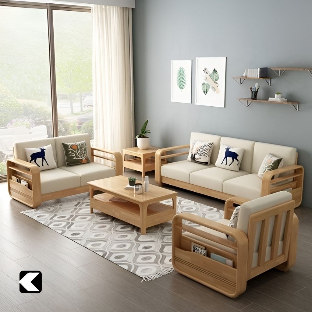 SET KURSI TAMU MINIMALIS MODERN SOFA TAMU JATI KURSI RUANG TAMU BUSA TEBAL SOFA 321 MEJA