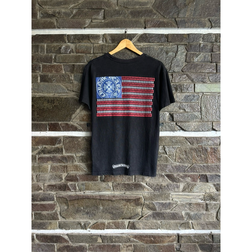 Chrome Hearts • American USA Flag Logo Pocket Tee / Kaos / Tshirt Size L fit M Preloved Used Second