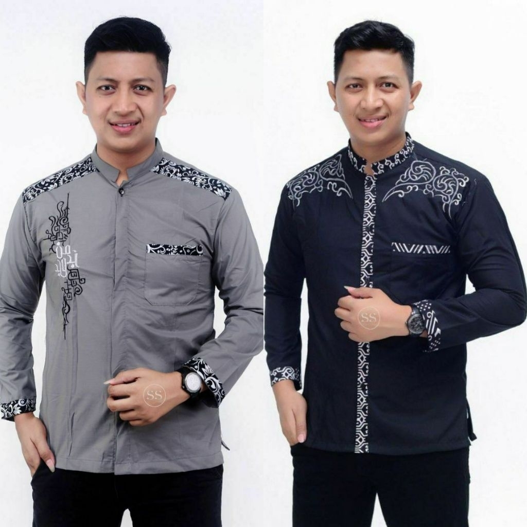 Kemeja batik pria bordir lengan panjang seragam kerja/seragam kerja wanita/ seragam kerja pria/serag