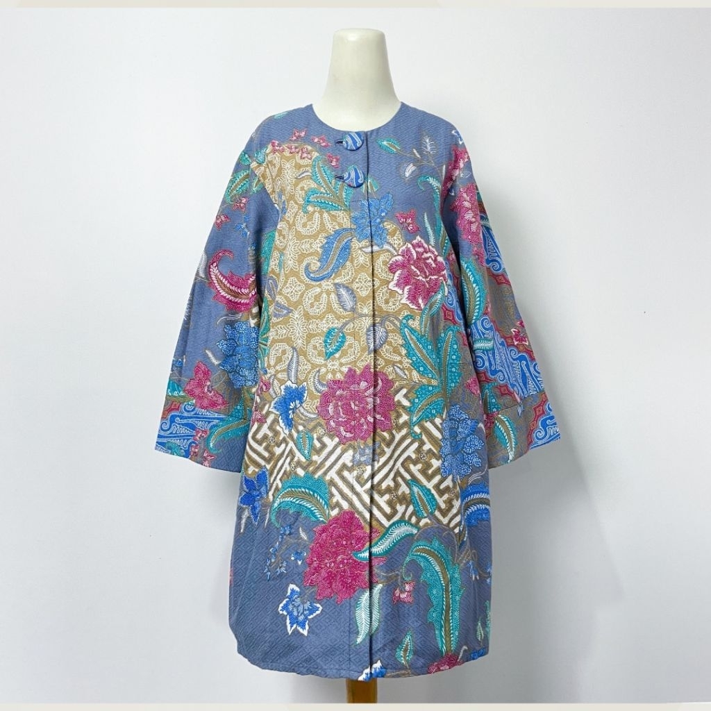 Tunik Batik Wanita Semi Tulis Lapis Furing Trikot Premium Katun DOBBY BARON Model Lengan Panjang Mot