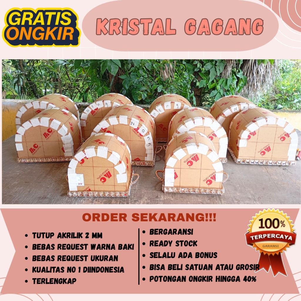 TRAY KRISTAL GAGANG | TUTUP AKRILIK | BOX HANTARAN TERLARIS