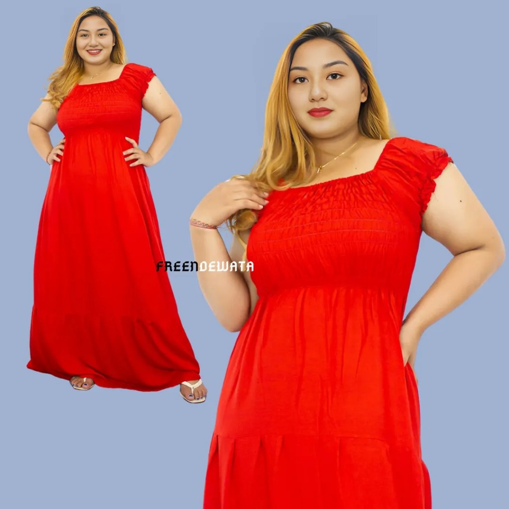 Dress Canda Lengan Jumbo Model Longgar Adem & Elegan