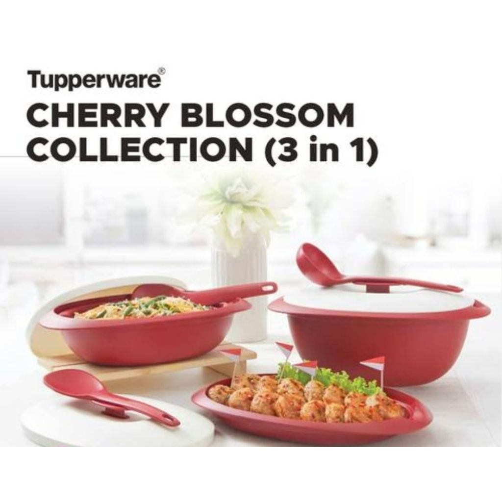 tempat saji makanan tupperware cherry blossom set prasmanan