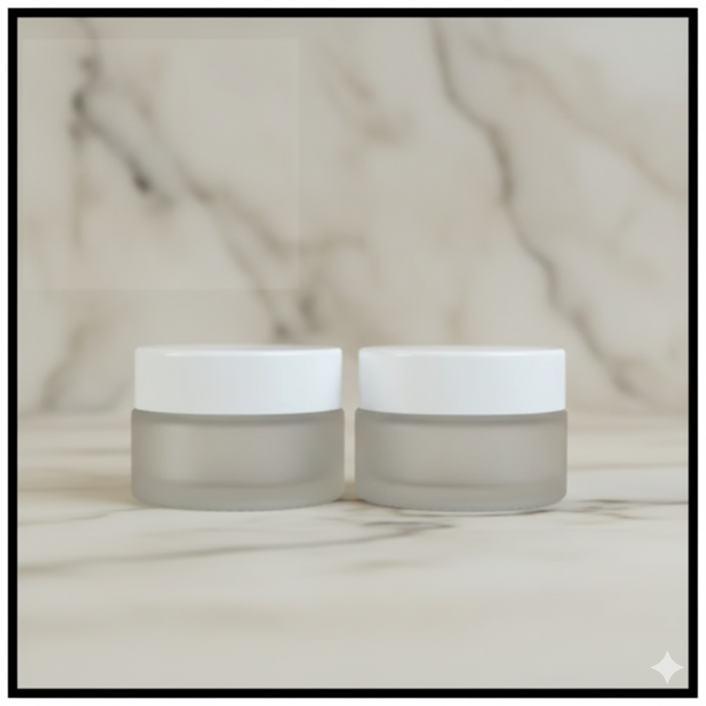 PackPedia - Pot Kaca Frosted 20g Tutup Putih 20 g Glass Frosted Jar / Jar 20gr