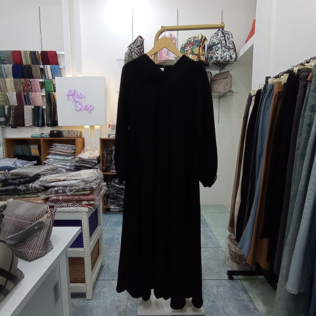 Gamis Kimono DnL Luxury Hitam Polos