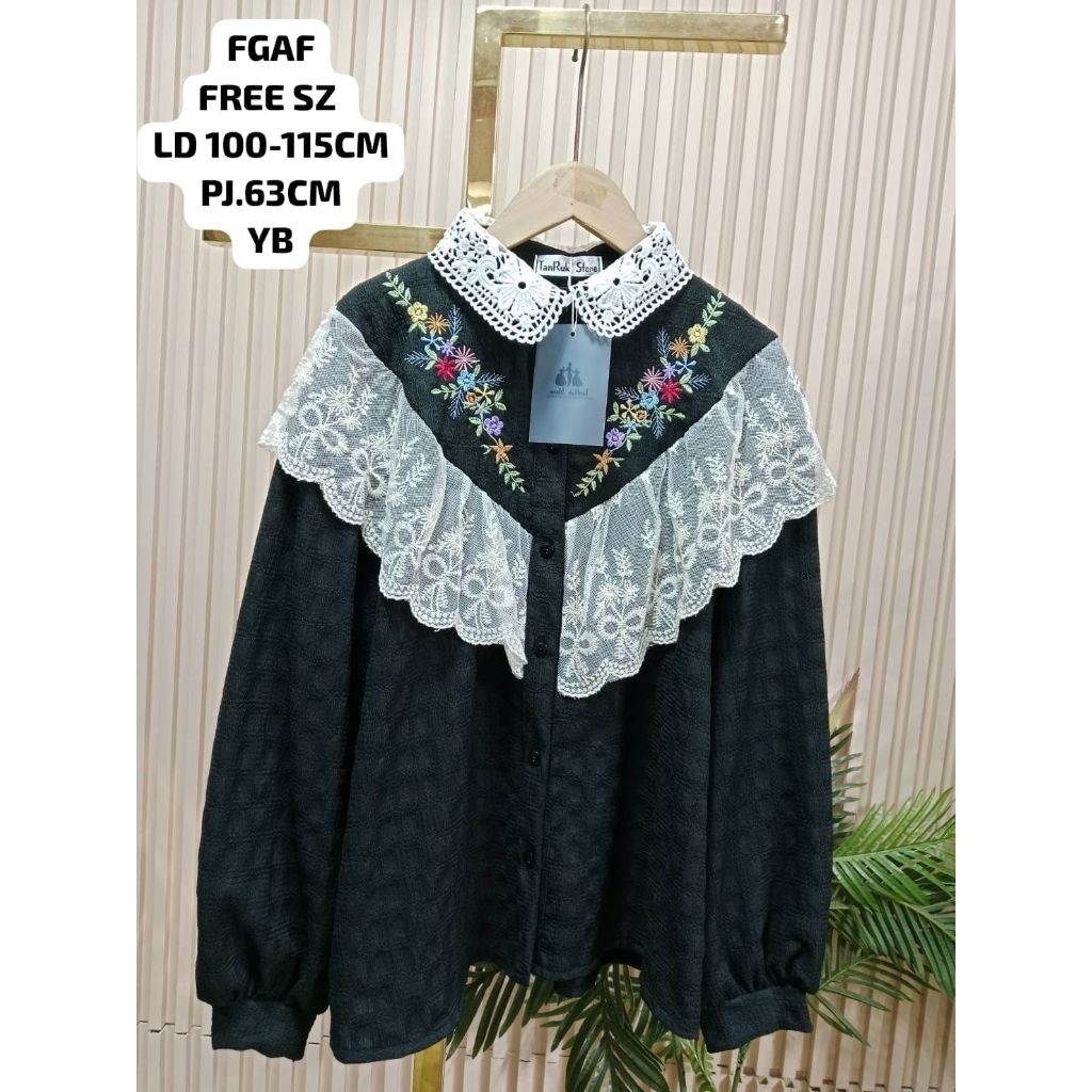 Kemeja FGAF bahan crinkle kombinasi bordir