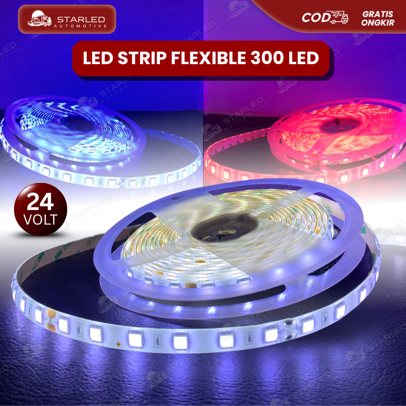 Lampu Led Strip Flexible 5050 300 Led per Roll 24V Waterproof Anti Air