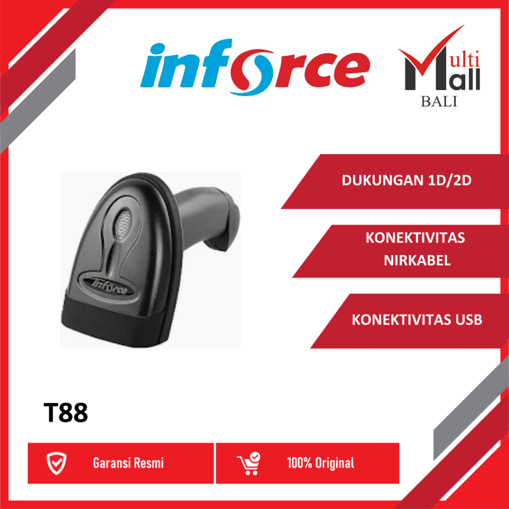 Inforce Wireless Barcode Scanner Bluetooth USB T88 E-Faktur 1D/2D