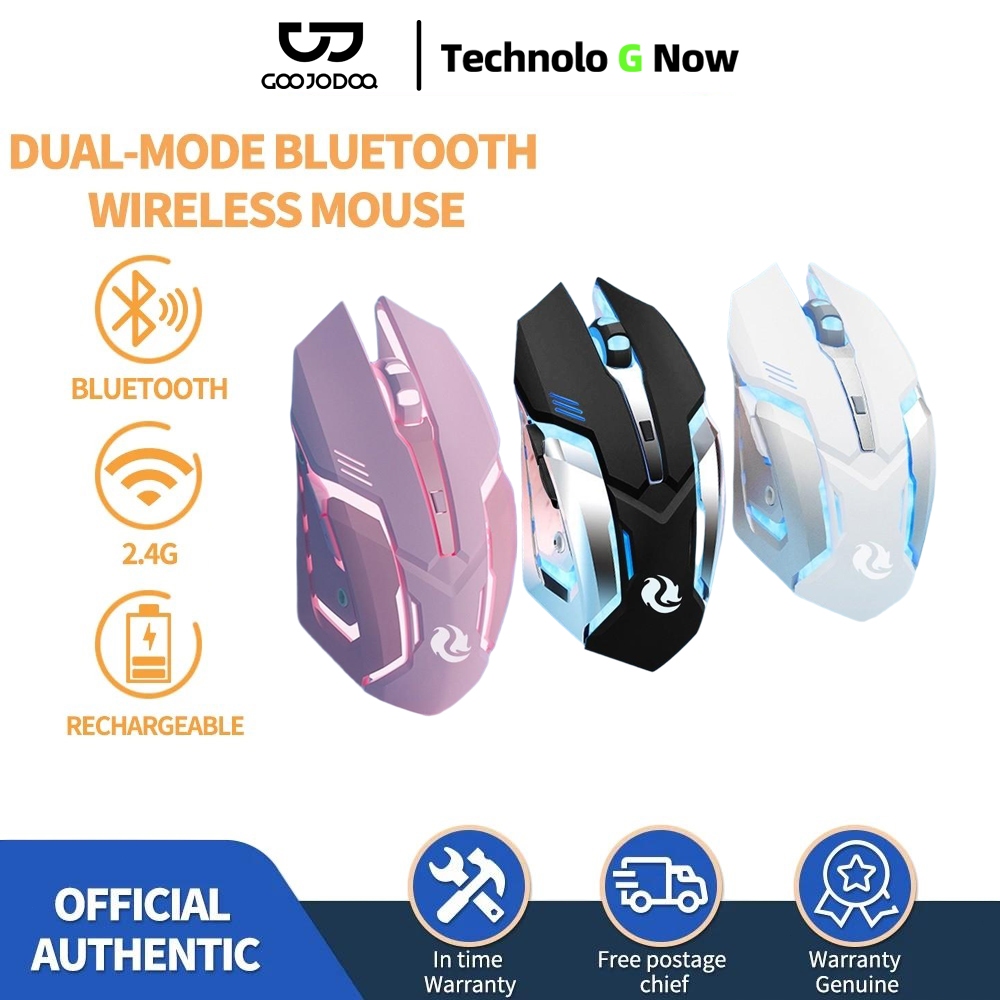 Goojodoq Gaming Mouse Rechargeable  Wireless Mouse - 2.4Ghz 1600 DPI dengan LED Otomatis