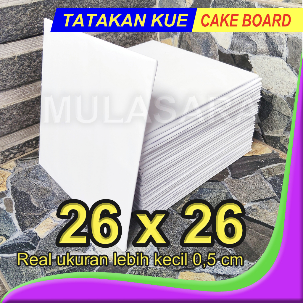 Tatakan kue 26x26 Putih Kotak / Cake board / Alas kue Roti Bolu ulang tahun / Alas Triplek