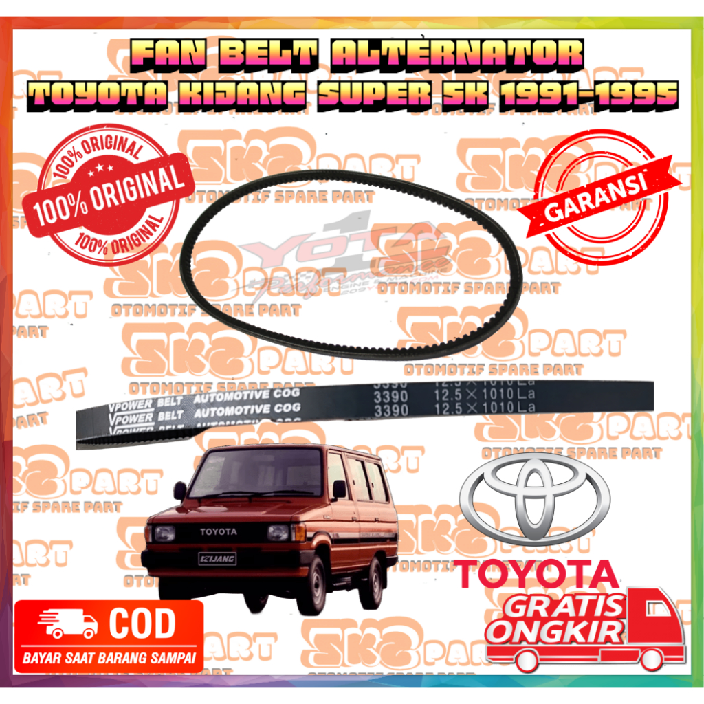 FAN BELT ALTERNATOR TOYOTA KIJANG SUPER 5K TAHUN 1991-1995 ORIGINAL