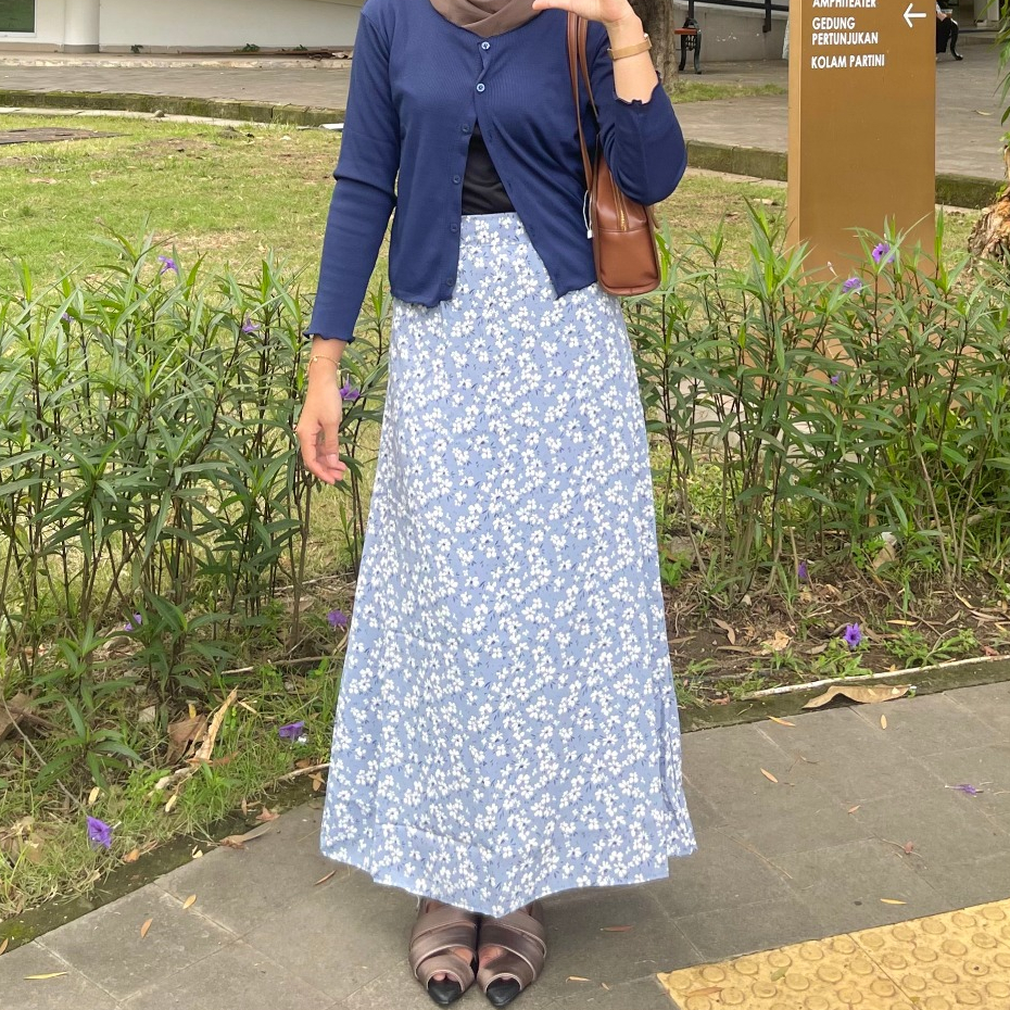 FLORAL SKIRT / ROK MOTIF BUNGA KOREA STYLE / BAWAHAN ROK MOTIF